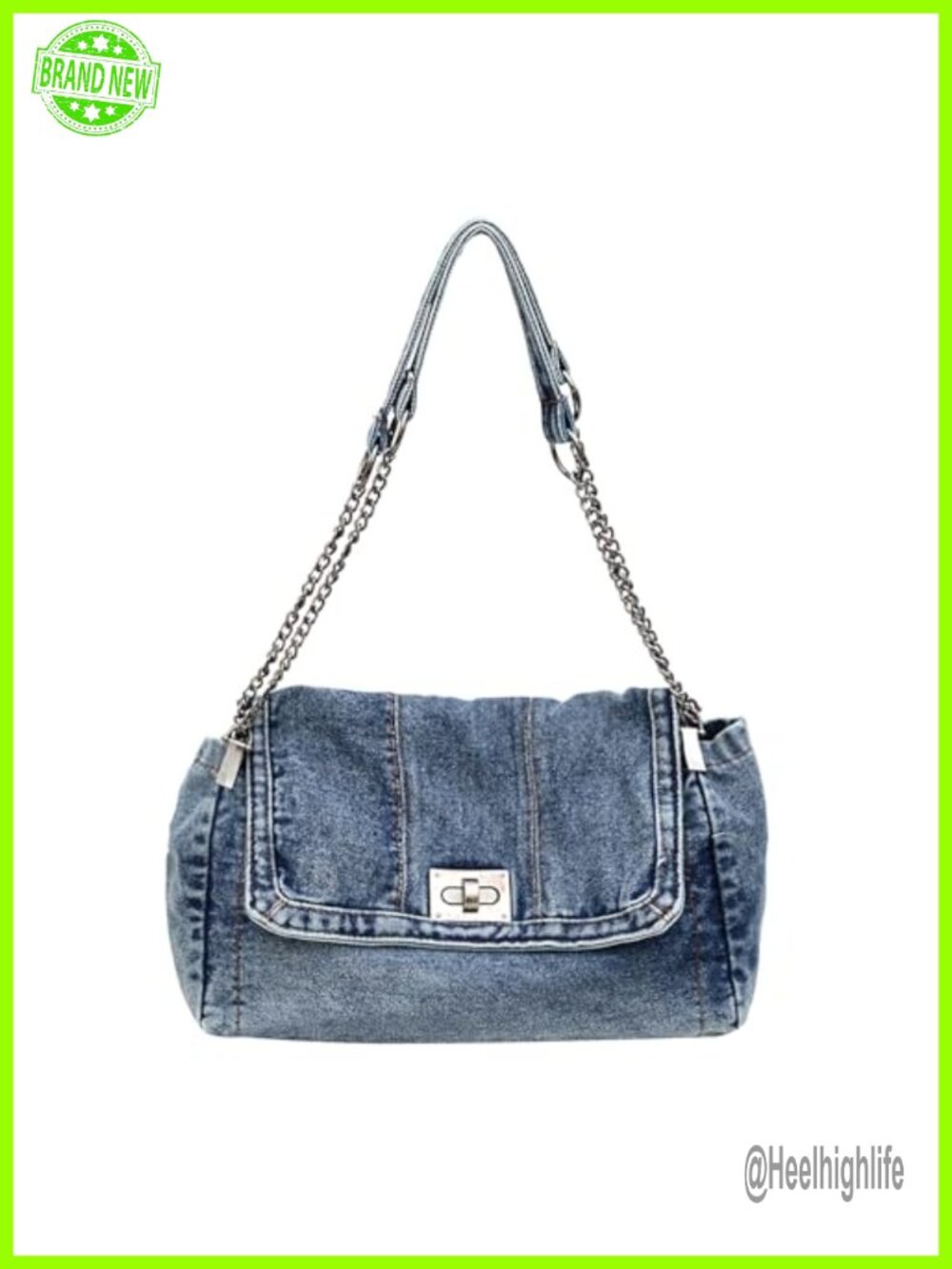 Denim Tote Bag Washed Denim Canvas Crossbody Shoulder Handbag